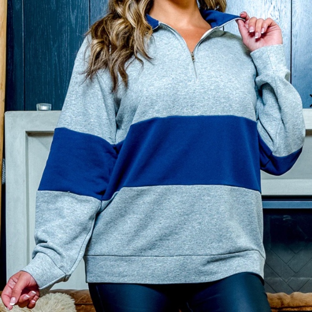 Women's Oversized Half Zip Pullover Sweatshirt Long Sleeve Quarter Zip Y2K Tops